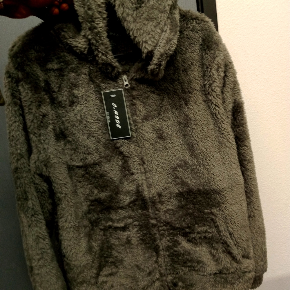 Grey fur coat